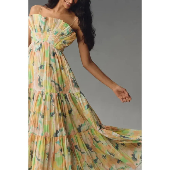 NWT Acler Hetherington Floral Maxi Tiered Dress Size US 12 Yellow #9K401 - Picture 3 of 15
